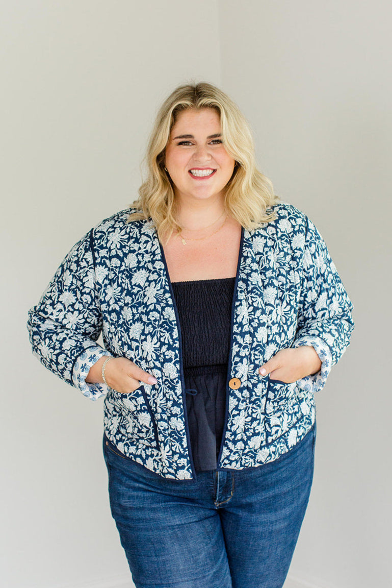 The Emily *Reversible* Quilted Jacket in French Navy – Carla Kiley ...