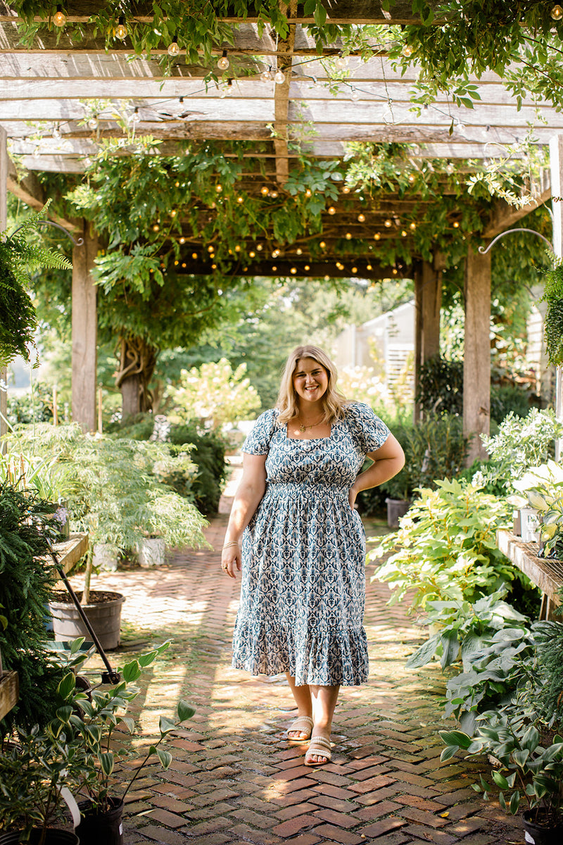The Allison Dress in Navy Trellis – Carla Kiley Collection