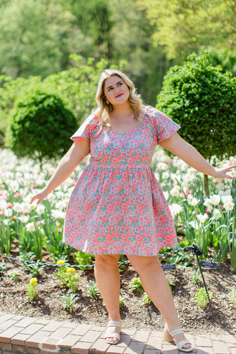 The Angela Everyday Mini Dress in Rose Garden - Final Sale – Carla