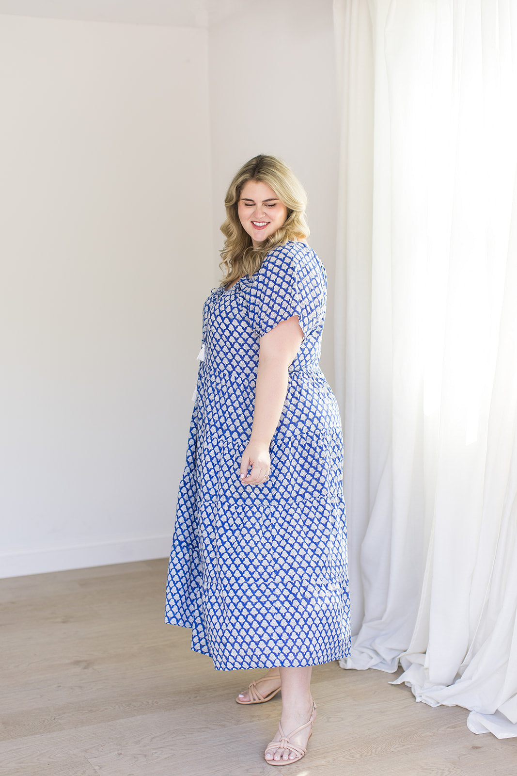 The Cara Dress in Navy Petal – Carla Kiley Collection