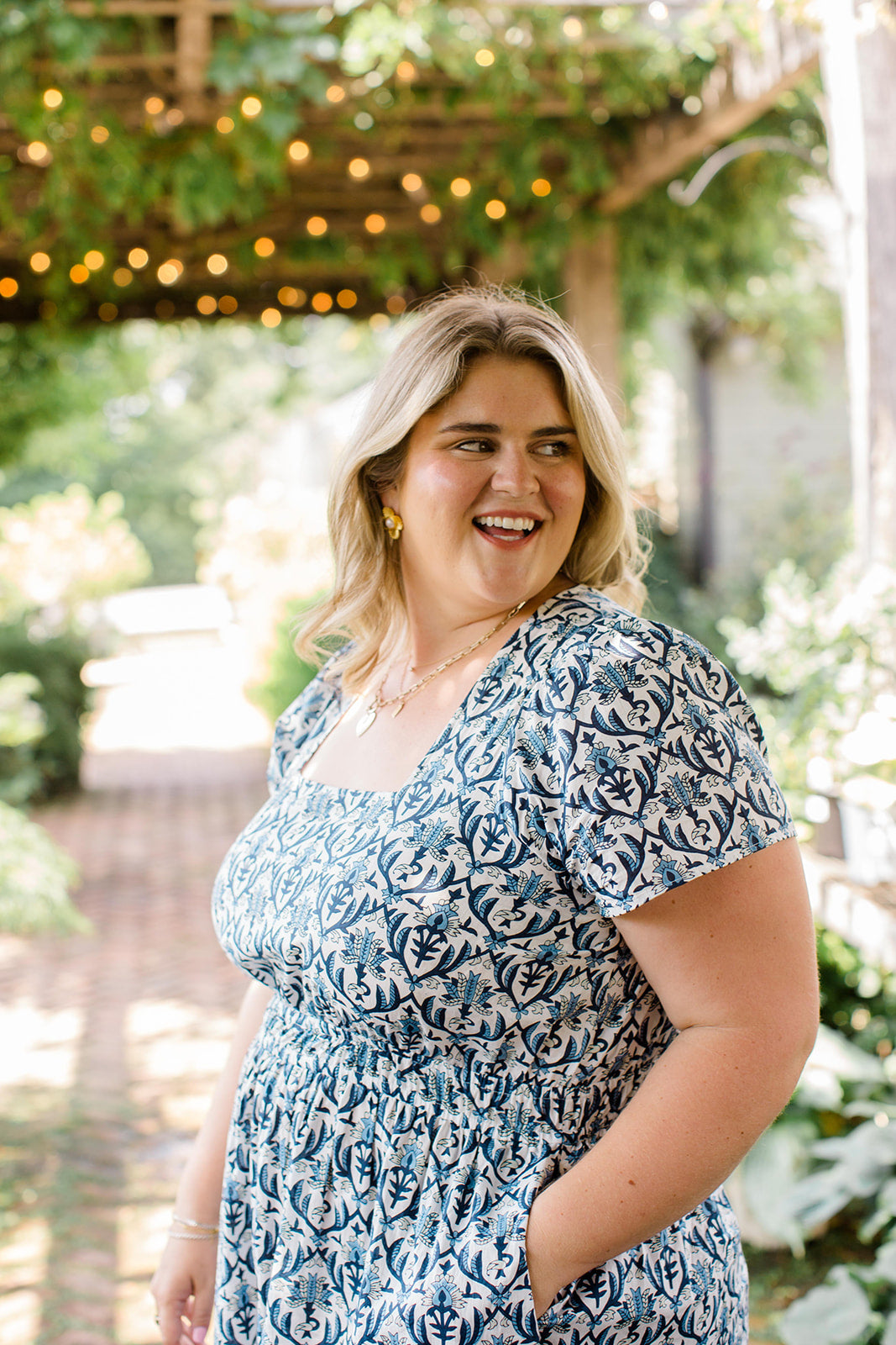 The Allison Dress in Navy Trellis – Carla Kiley Collection