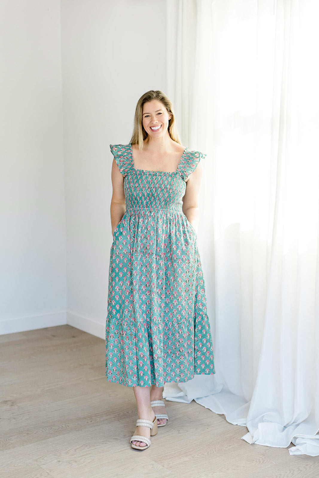 The Mimi Dress V2 in Jade Blossom – Carla Kiley Collection