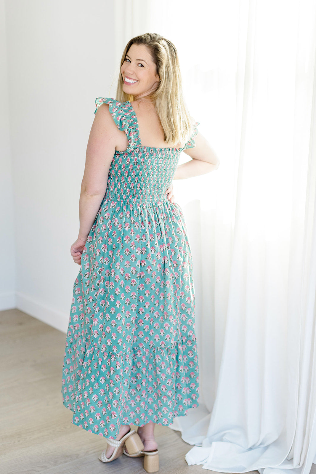 The Mimi Dress V2 in Jade Blossom – Carla Kiley Collection