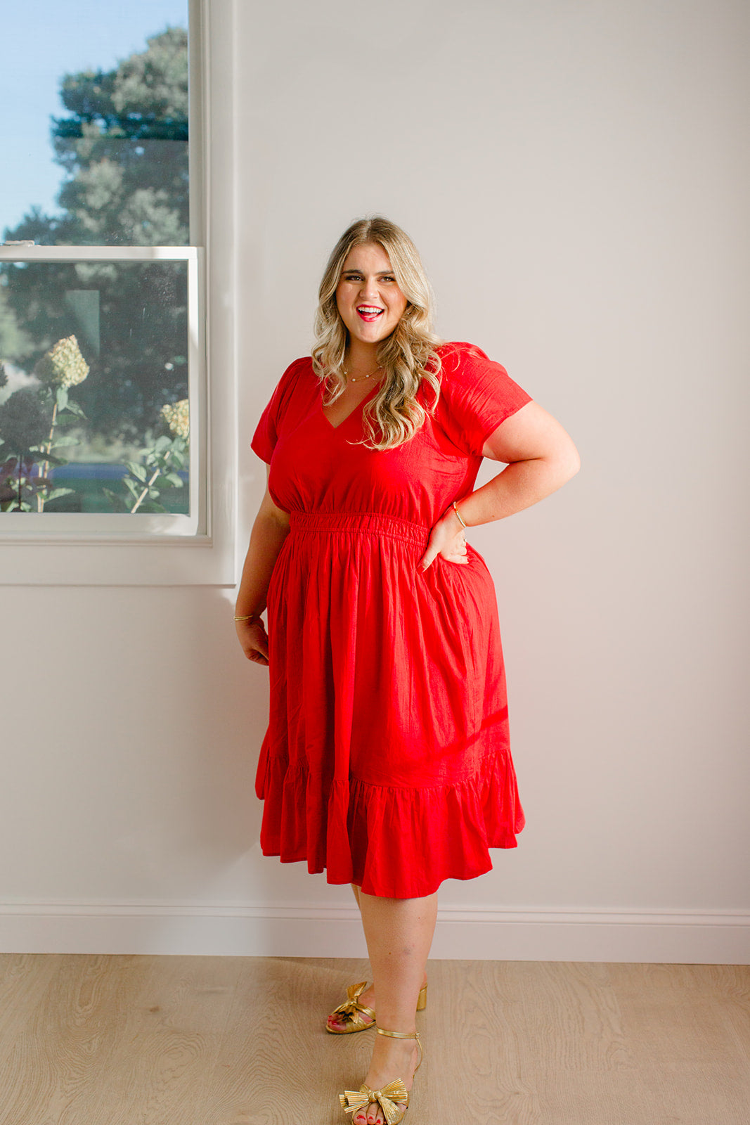 The Judy Dress in Cherry Red - Final Sale Carla Kiley Collection The Judy Dress in Cherry Red - Final Sale Carla Kiley Collection